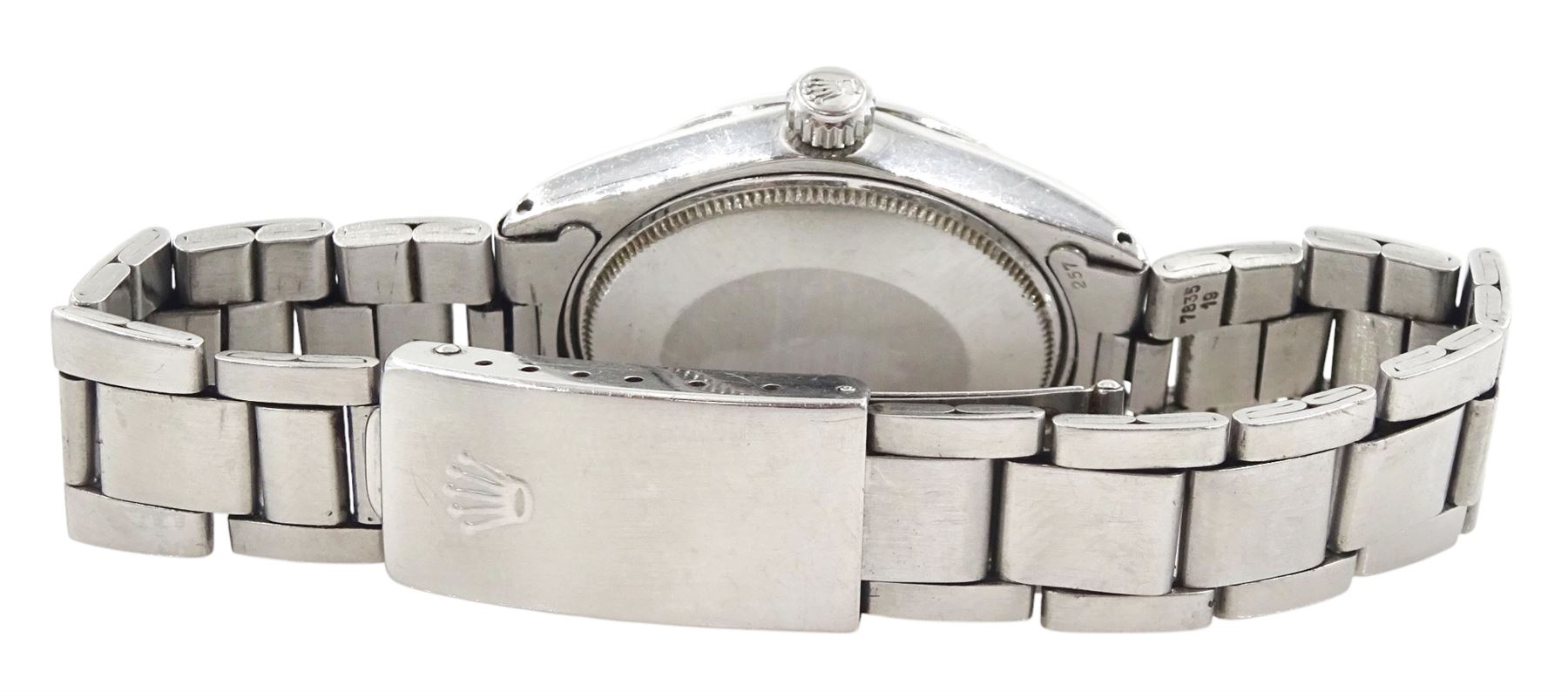 Rolex Air-King Precision gentleman's stainless steel automatic wristwatch, Ref. 5500, serial No. 2275678, silvered dial with baton hour markers, on Rolex Oyster stainless steel bracelet, with fold-over clasp, boxed