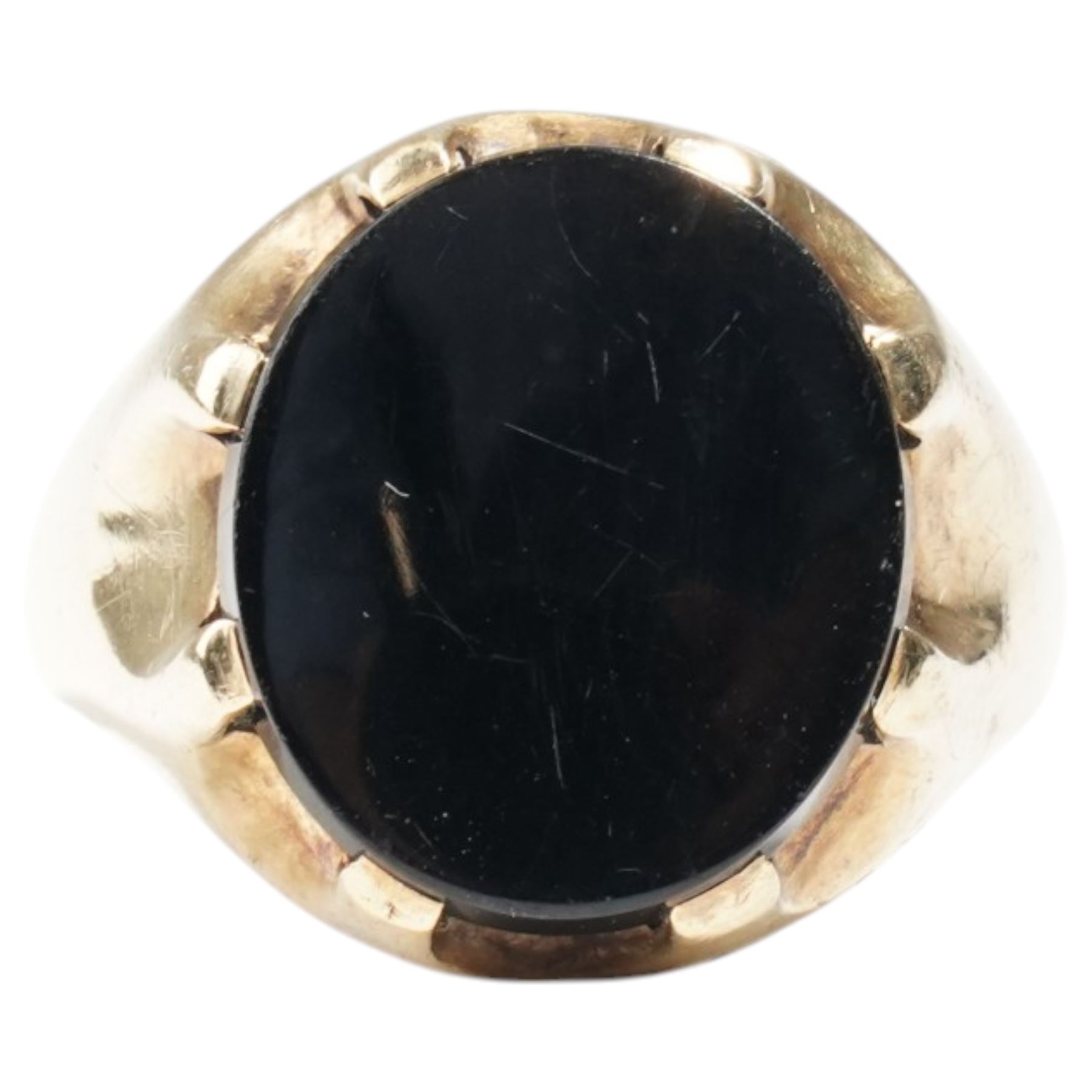 9ct gold black onyx signet ring, London 1972