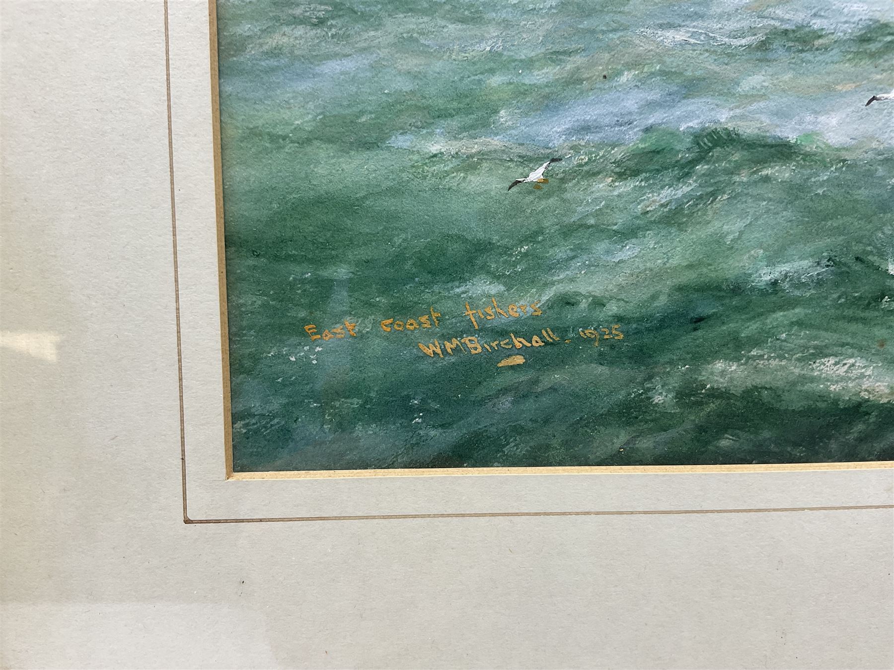 William Minshall Birchall (American 1884-1941): 'East Coast Fishers', watercolour heightened in white signed titled and dated 1925, 25cm x 36cm