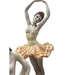 Five ‘The Juliana Collection’ figures, Capodimonte figure of a cobbler, four decorative cat plates, another decorative plates and Aynsley china