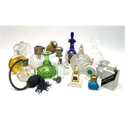 A collection of early 20th century glass atomizers and scent bottles, other glass scent bottles etc 