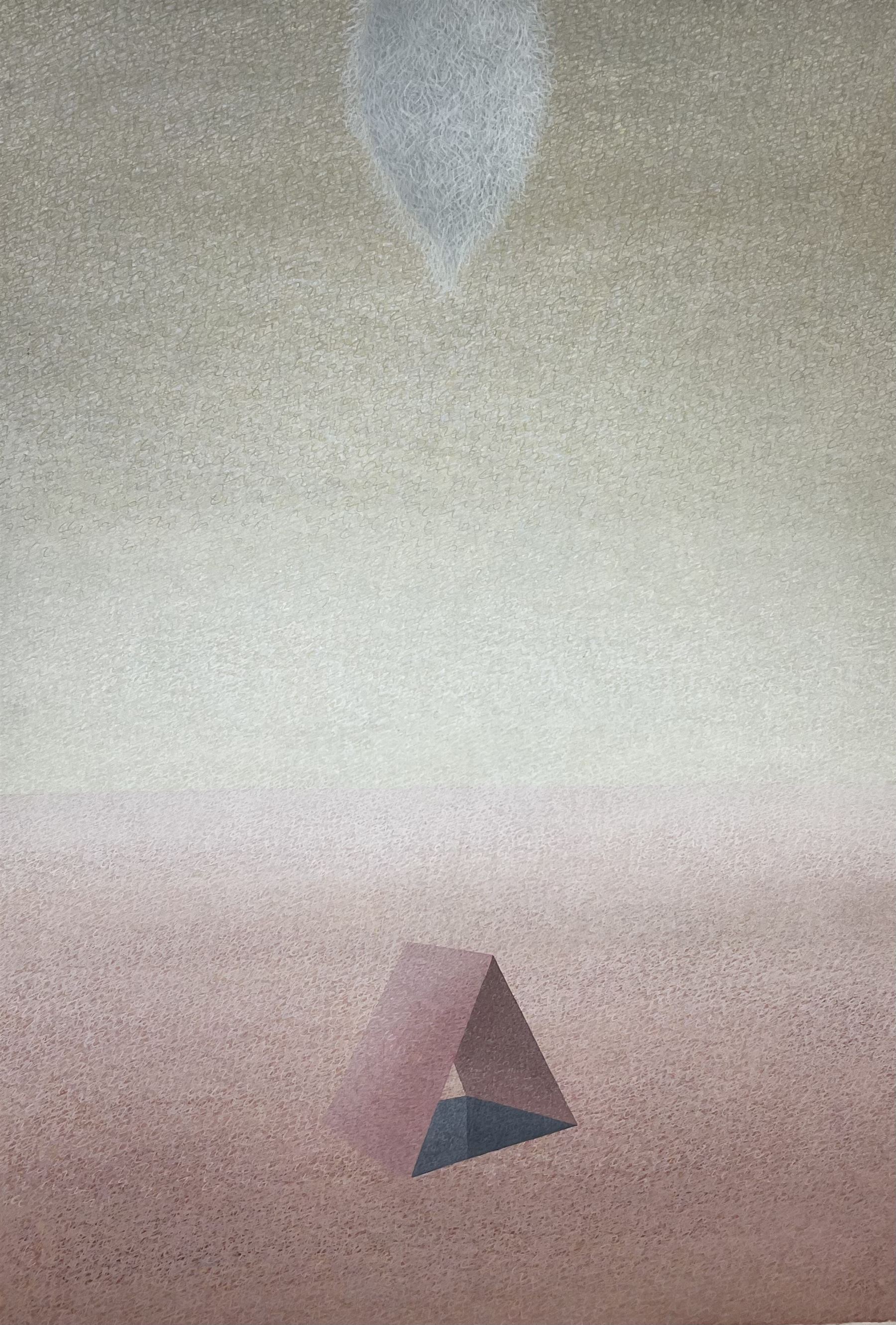 André Lejosne (French 1929-?): L'Enfant, artists proof lithograph signed and indistinctly titled in pencil, inscribed with poem verso 39cm x 43cm; Abstract Pyramid, lithograph unsigned 87cm x 60cm (2)