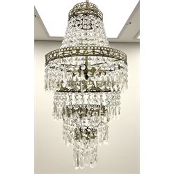 Empire style metal and beaded chandelier. 