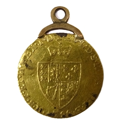  George III gold half 'spade' Guinea on pendant mount  