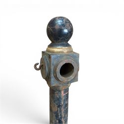 Pair of Victorian design painted heavy cast iron bollards or railing columns