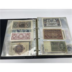 World and Great British banknotes to include Brazil, Canada, France, Germany, Ghana, Indonesia, Iraq, Hong Kong, Hungary, Japan, Vietnam, Zimbabwe, a collection of Chinese ‘Hell Money’, and quantity of ‘De La Rue Systems’ test notes, housed in ring binder and loose