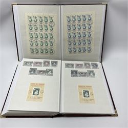 Mostly Red Cross Centenary 1863-1963 stamps from various Countries including Antigua, Ascension, Bahamas, Bermuda, British Guiana, Cayman Islands, Gibraltar, Nigeria, Turks & Caicos Islands etc, both mint and used stamps seen, housed in two stockbooks