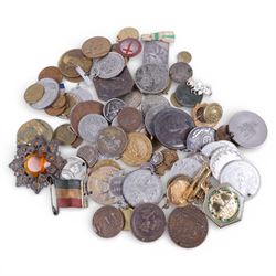Collection of commemorative and sporting medallions, buttons, medals, etc