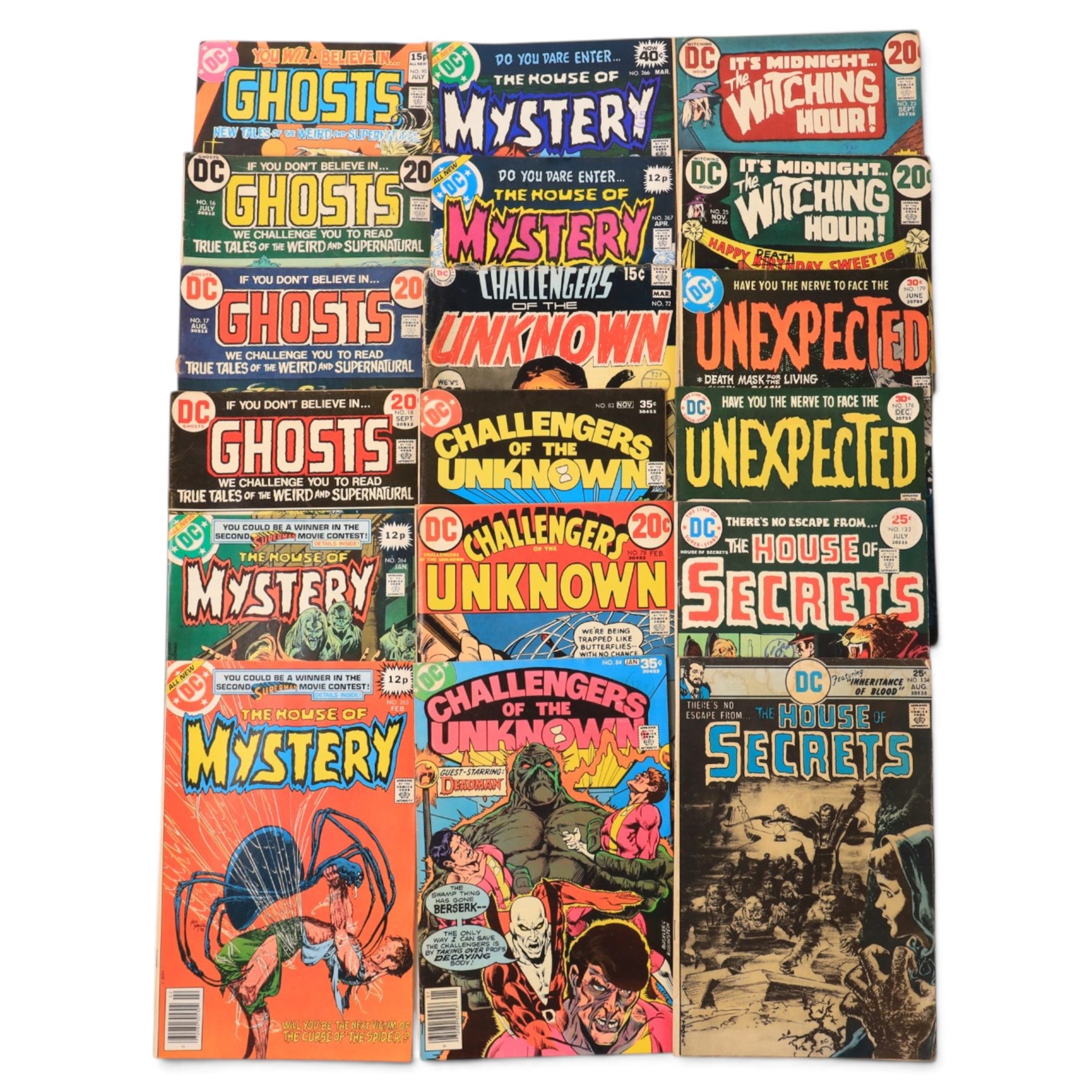 Collection of Bronze Age and later DC horror and supernatural comic books, titles including Ghosts, Challengers of the Unknown, Weird Mystery Tales, Unexpected, Secrets of Haunted House, The Witching Hour, The House of Secrets, etc