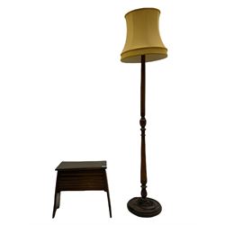 20th century medium oak blanket box, spinning chair, box seat stool, sewing box and a standard lamp (5)
