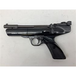 Webley Hurricane .22 air pistol with over lever action and thumb safety L27cm; Webley Premier .22 air pistol with over lever action No.816; part Diana model 2 air pistol; and quantity of .22 pellets in three tins