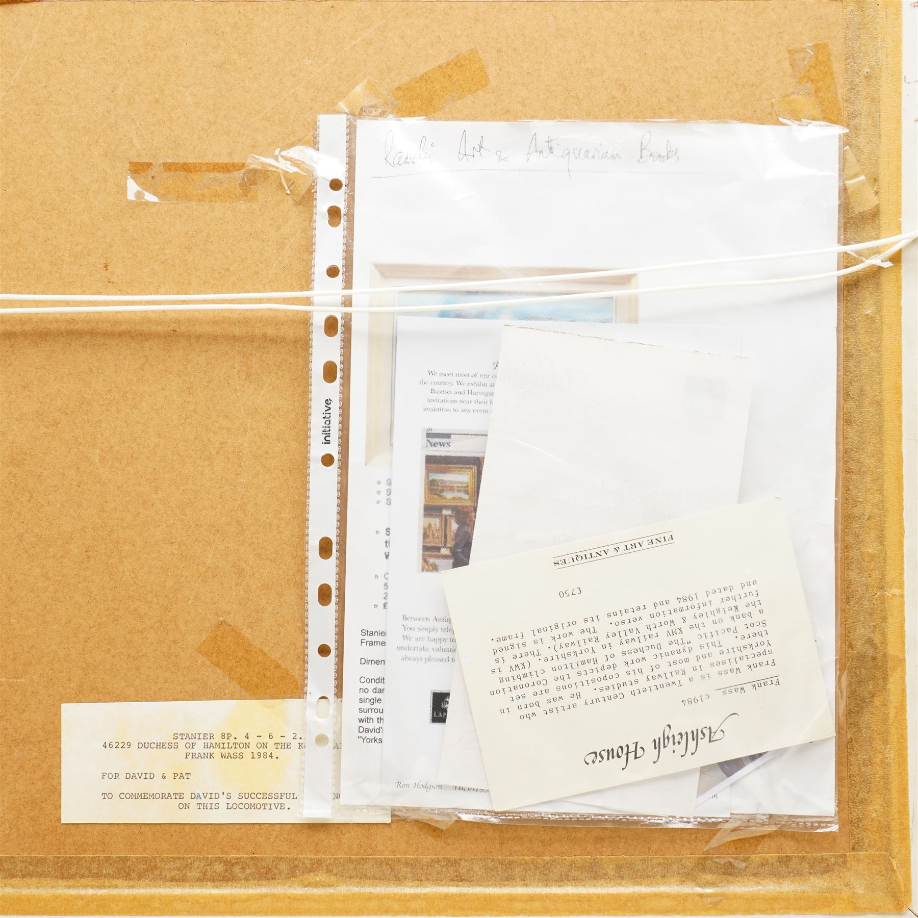 Frank Wass (British 20th century): 'British Railways Princess Coronation Duchess of Hamilton - Stanier 8p 4-6-2 on the KWV Railway', oil on board signed, titled dated 1984 and dedicated verso 38cm x 54cm