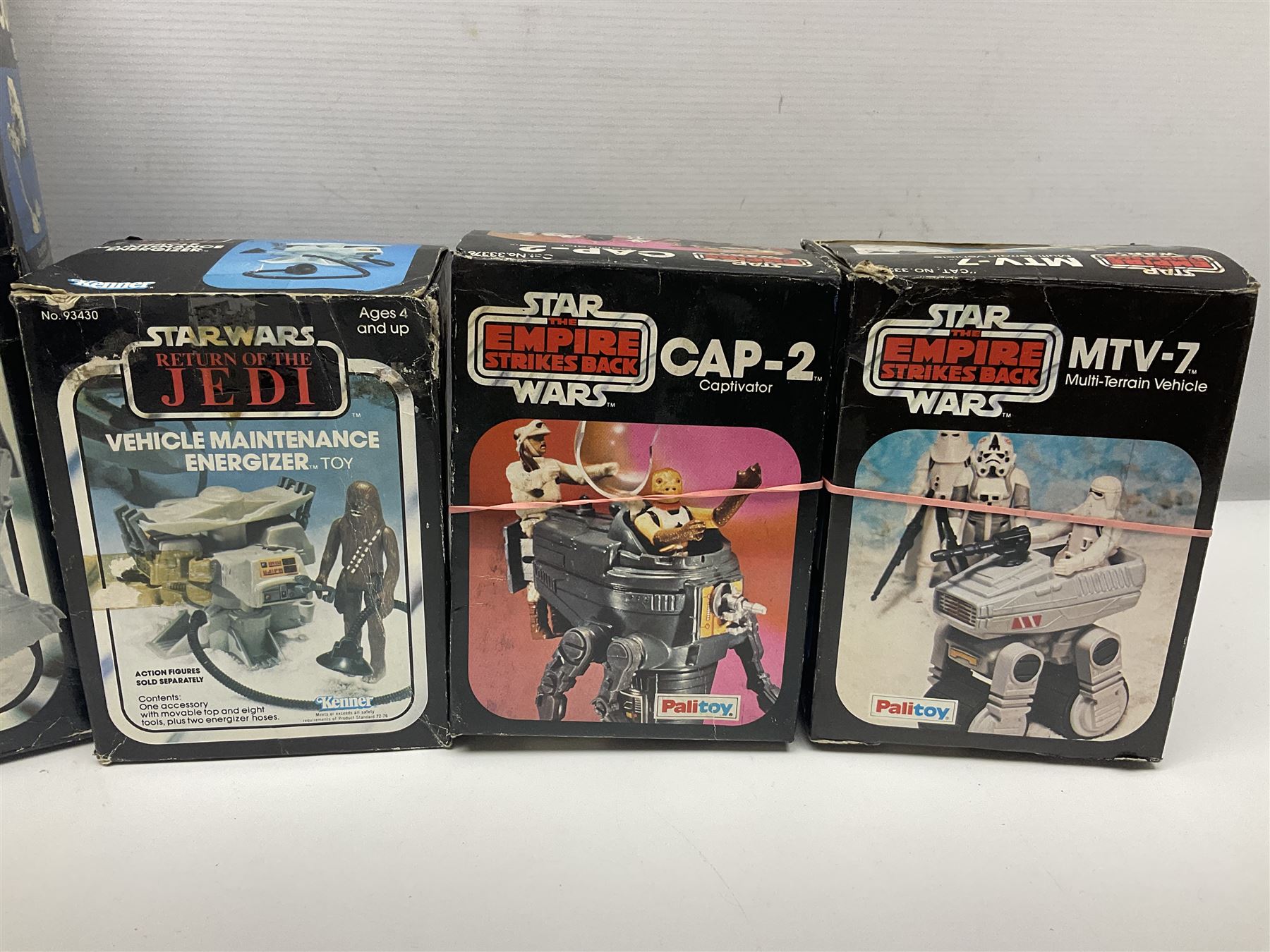 Star Wars - Return of the Jedi Scout Walker Vehicle, Speeder Bike Vehicle and Vehicle Maintenance Energiser; together with The Empire Strikes Back Cap-2 Captivator and MTV-7 Multi-Terrain vehicle; and Waddingtons 1977 Star Wars Entering the City jig-saw puzzle; all boxed (6)