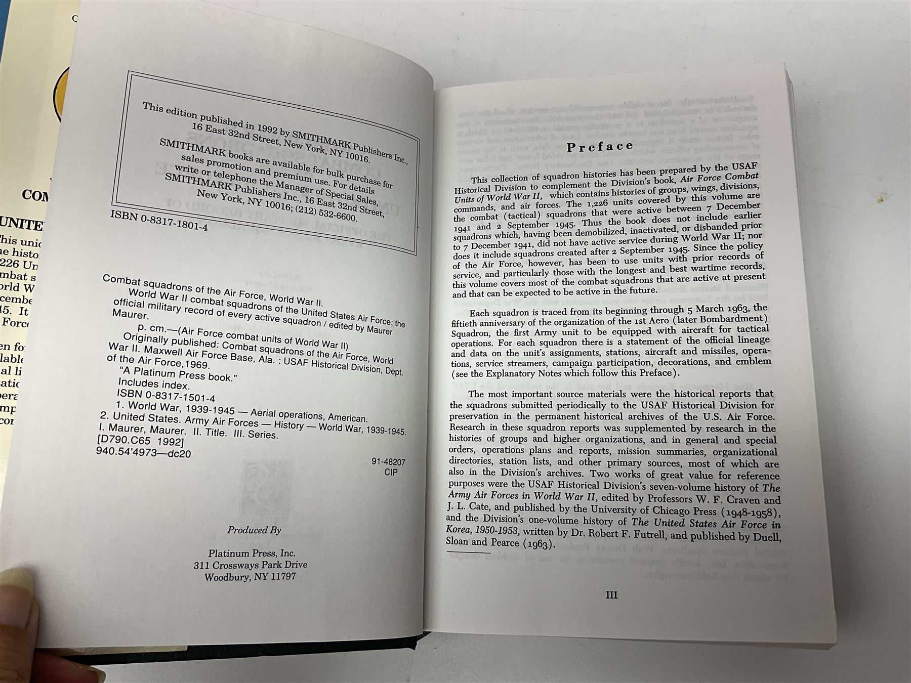 Four reference books of US Military interest comprising Basic Training US Army Training Center Infantry Fort Jackson, South Carolina; two books on the 43rd Infantry Division; and WW2 Combat Squadrons of the USAF; and three other books including German Army & Navy Uniforms and Insignia 1871-1918 (7)