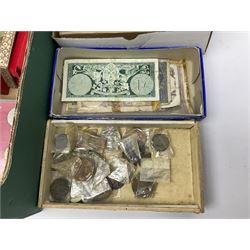 Various coins and bank notes, including commemorative crowns, coinage of great Britain etc 