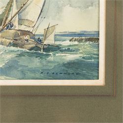Peter J Ashmore (British b.1923): 'A Fresh Breeze - Hay Barge Gets Under Way', watercolour signed, titled verso 17cm x 27cm