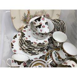 Royal Cauldon Victoria pattern dinner wares to include lidded tureen, dinner plates and twin handled soup bowls, together with Bisto and Blairs tea wares, cased fish slice and fork, silver plated metalware etc in two boxes