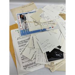 Collection of over 600 autographs on cards, clipped pieces, letters etc including William Gladstone, Lord North, Randolph Churchill, Hugh Dalton, Philip Noel-Baker, Philip Burne-Jones, Tiger Woods, Ben Hogan, Cindy Crawford, Viv Nicholson, Roddy Doyle, Diana Cooper, Woody Allen, Roy Orbison, Mary Wilson, Sammy Davis Jr., Clive Brook, Roger Quilter, Chay Blyth, Chris Bonington, John Lodge, Trevor Bayliss, Penelope Wilton, Tom O'Connor, Charles Aznavour, Alan Tichmarsh, Michael Ball, Thelma Barlow, Jack Brymer, Paul Badura-Skoda, John Lill, John Conteh, Charlotte Knollys, Arthur Godfrey, Eric Sykes, Queen Noor of Jordan, Victoria Gledenning, Madeleine Albright etc