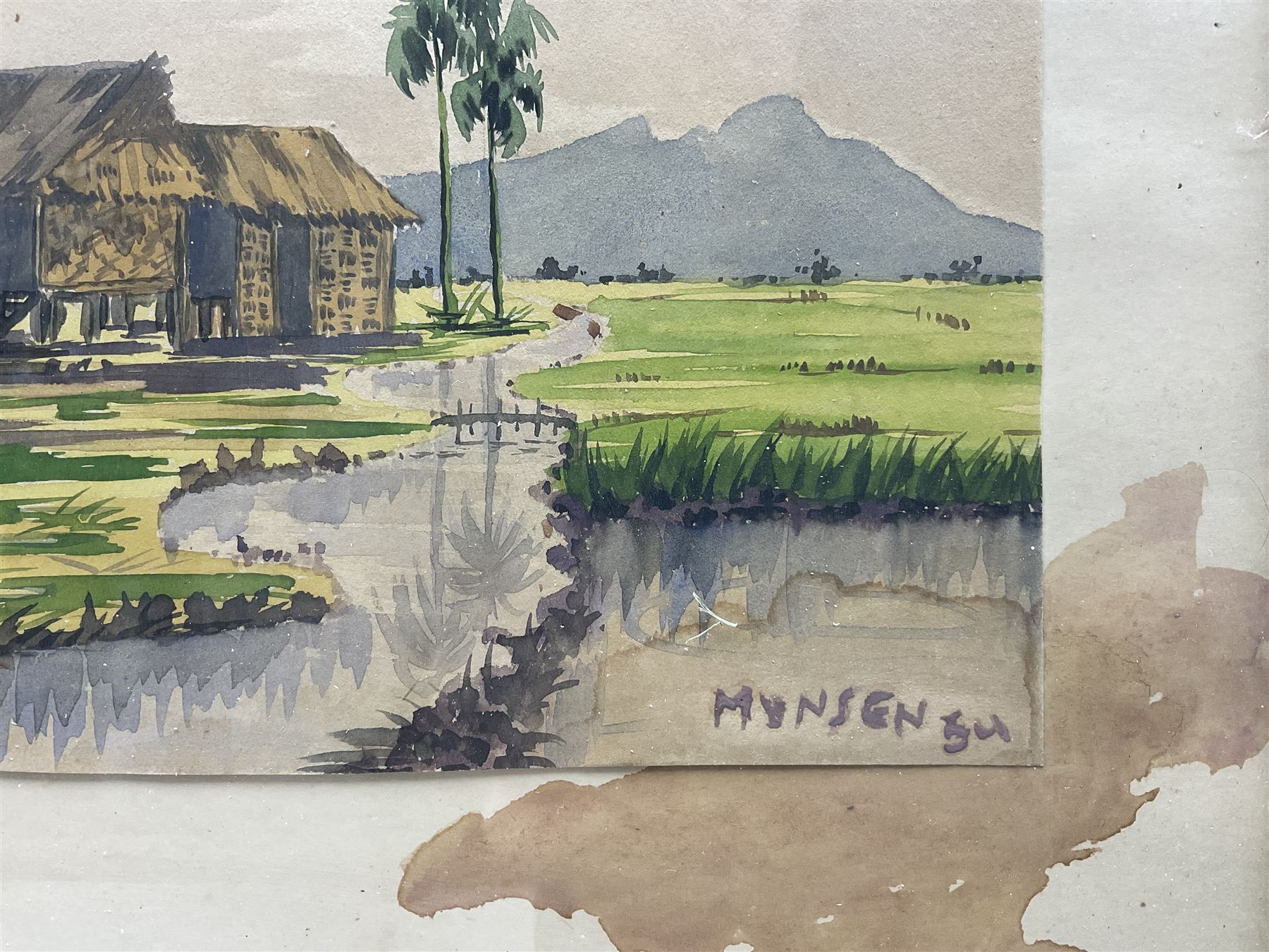 Yong Mun Sen (Malaysian 1896-1962): Coast and River Landscapes, pair watercolours signed and dated '54, 37cm x 22cm (2)