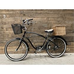 Alpha Plus Surge 26'' bicycle, black, with front and rear baskets