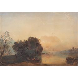 Anthony Vandyke Copley Fielding (British 1787-1855): On the Lakeside, watercolour signed and indistinctly dated 30cm x 43cm 