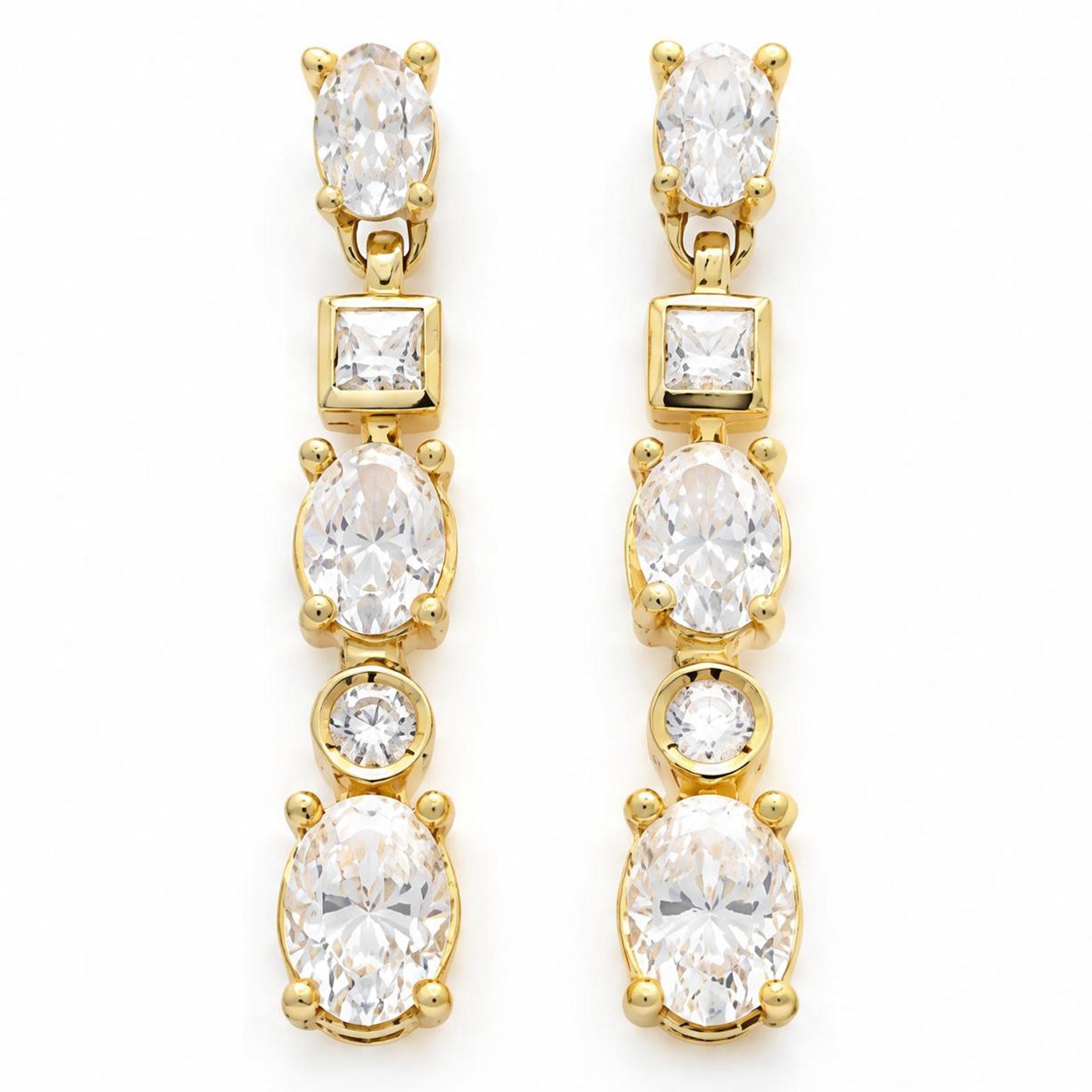 Pair of 18ct gold cubic zirconia pendant stud earrings