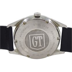 Rotary GT gentleman's stainless steel automatic wristwatch, 21 jewel movement, brown/grey dial with ate aperture and a RW Roamer gentleman's stainless steel manual wind wristwatch, 17 jewel movement and silvered dial, both on leather straps 