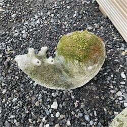 Two cast stone snail ornaments - THIS LOT IS TO BE COLLECTED BY APPOINTMENT FROM DUGGLEBY STORAGE, GREAT HILL, EASTFIELD, SCARBOROUGH, YO11 3TX