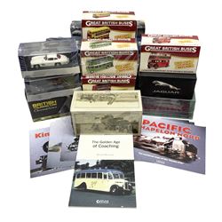 Atlas Editions - sixteen various models including seven 'Great British Buses'; two 'Classic Coaches'; Handley Page Halifax aircraft; Ultimate Tank Collection 'Tiger'; and four various motor cars; all boxed (16)