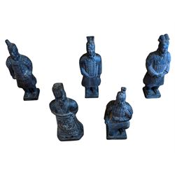 Five Chinese 'Terracotta Warrior' style figures, tallest H23cm