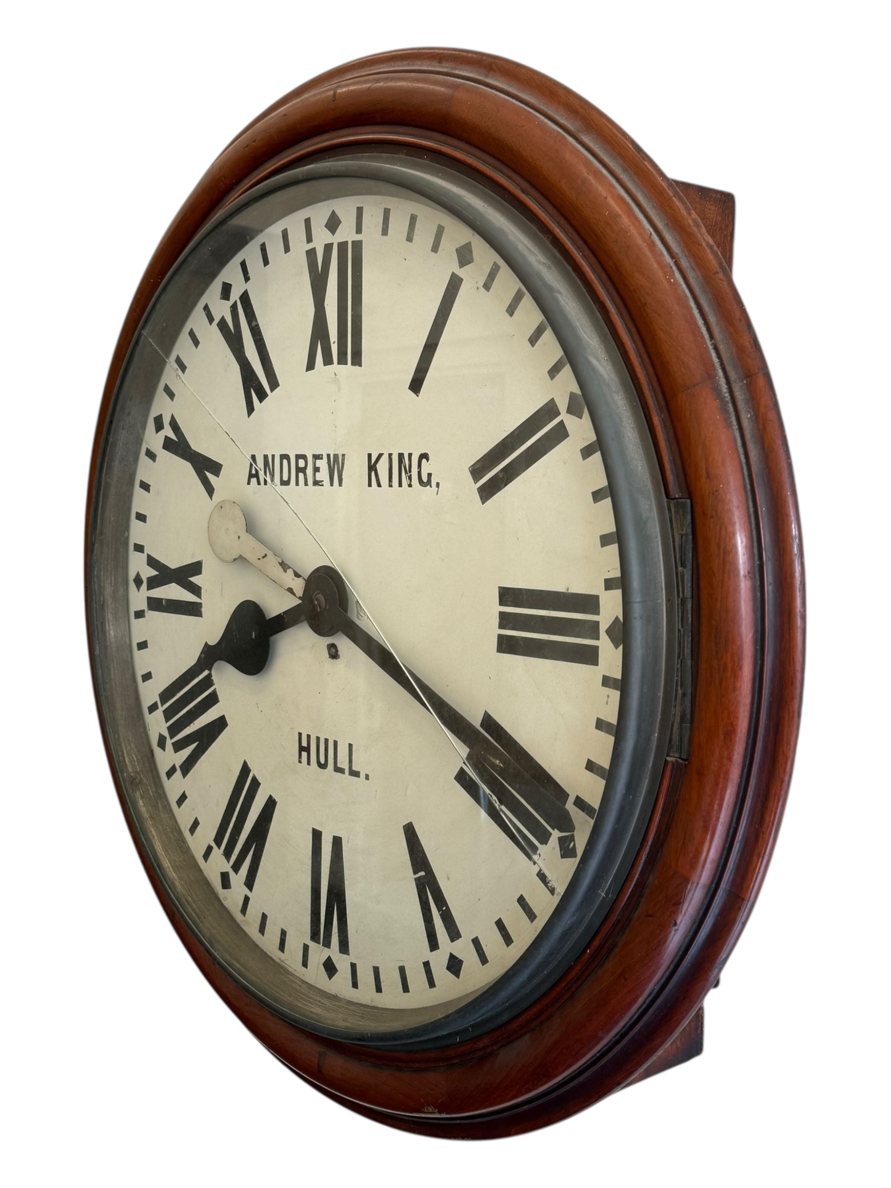 Andrew King of Hull - late 19th century mahogany cased 8-day fusee timepiece wall clock, with a 30