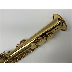 Trevor James The Horn Classic II brass straight soprano saxophone, serial no.T1255; in lightweight carrying case with accessories