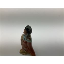 Japanese parquetry puzzle box L12cm; another Japanese puzzle box with marquetry top of Mount Fuji; eleven graduated Chinese figures including immortals; and Chinese figure of a lady standing on a hardwood base next to a horn table (14)