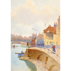 James Alfred Aitken (British 1846-1897): 'Whitby Harbour', watercolour signed, titled and dated 1876 on label verso 25cm x 17cm