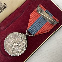Two Imperial Service Medals to Elsie Hannah Ferguson and Fred Whitehead; each in original case; WWI Special Constabulary Medal to Inspr. Alfred W. Thompson; modern Prisoner of War Medal; cased; replica Victoria Cross and India Mutiny Medals with archive of information relating to Pte. Robert Newell V.C. 9th Lancers; replica Victoria Cross and George Cross with miniatures; and other replica medals etc
