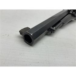 Unmarked Spencer & Rogers type Remington style .44 cal. six-shot percussion revolver, 20cm octagonal barrel with loading lever under, brass trigger guard and two-piece wooden grip L37cm overall; together with a framed watercolour by Alan J. Gray dated 2009 entitled 'The Remington .44 Calibre 1861 Navy Revolver'  19 x 42cm (2)