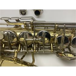 Czechoslovakian Boosey & Hawkes Powertone alto saxophone, serial no.125362; in fitted carrying case with crook