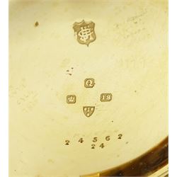 Victorian 18ct gold open face keyless lever pocket watch, No. 24562,  white enamel dial with Roman numeral hour markers and subsidiary seconds dial, case hallmarked Chester 1899