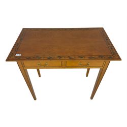Laura Ashely - cherry wood side table, fitted with two drawers, decorated with trailing foliage