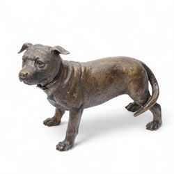Leonardo - Large 20th century bronze figure of a Staffordshire Terrier L43cm