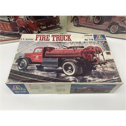 Seven scale model assembly kits to include Airfix, Heller, Italeri etc in one box