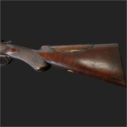 William Moore & Grey, 10 bore double trigger hammer gun, side by side double barrel with 81.5cm (32