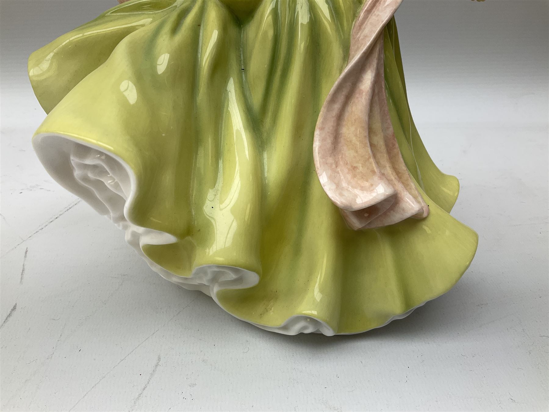 Five Royal Doulton figures from the Pretty Ladies collection, comprising Spring Ball HN5467, Autumn Ball 5465, Summer Ball HN5464, Summer HN5322 and Spring HN5321