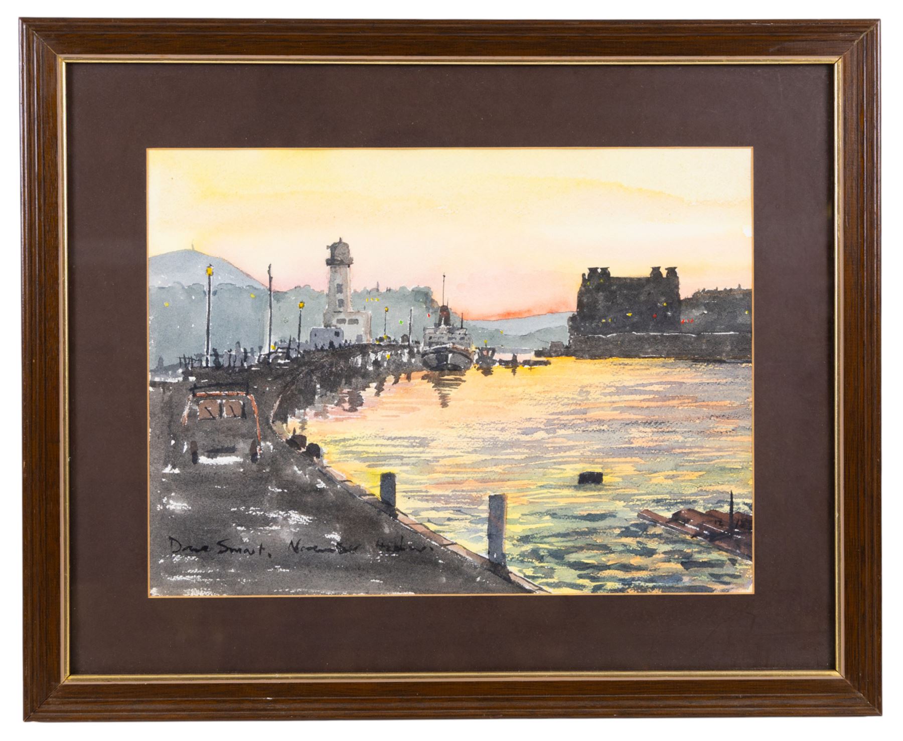 Dave Smart (British 20th Century): 'Sunset Harbour' and 'November Harbour', two watercolours signed and titled max 27cm x 36cm (2)
