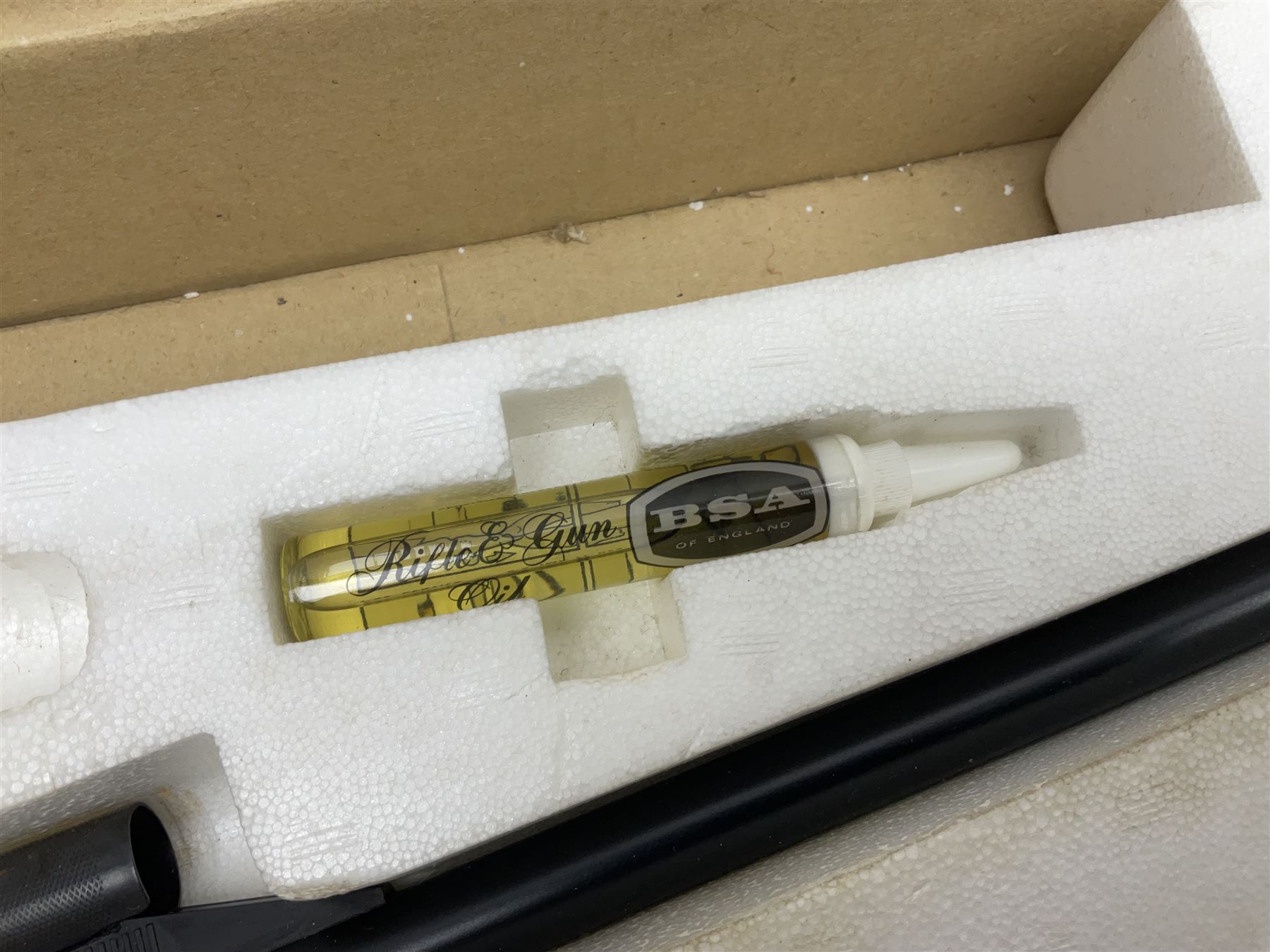 BSA Meteor .22 cal. air rifle with break-barrel action, serial no.TH80547, L106.5cm overall; in original box with accessories. NB: AGE RESTRICTIONS APPLY TO THE PURCHASE OF AIR WEAPONS.