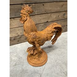 Small weathered cast iron garden cockerel