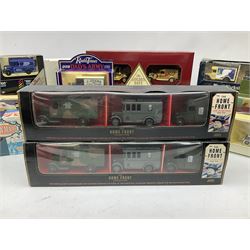 Collection of Diecast model vehicles, including Lledo The Golden Days of the Film Industry limited edition set, Lledo H Samuel boxed vehicle, and other similar examples 