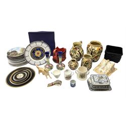 Tony Wood Indian Tree pattern jug and three vase, together with pair of Old Tupton Ware square baluster vases, and other ceramics, in two boxes