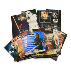 Collection of Star Wars posters, including two vintage 1970s/80s examples, PlayStation, Pepsi, door posters, special edition three film door scroll posters, DVD posters, Storm Trooper door poster, etc, vintage Alien poster and two framed Star Wars Heroes and Villains playing card posters