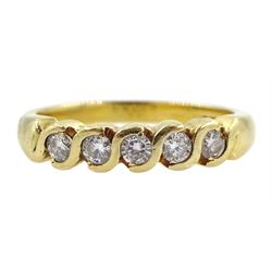 18ct gold five stone round brilliant cut diamond ring, hallmarked